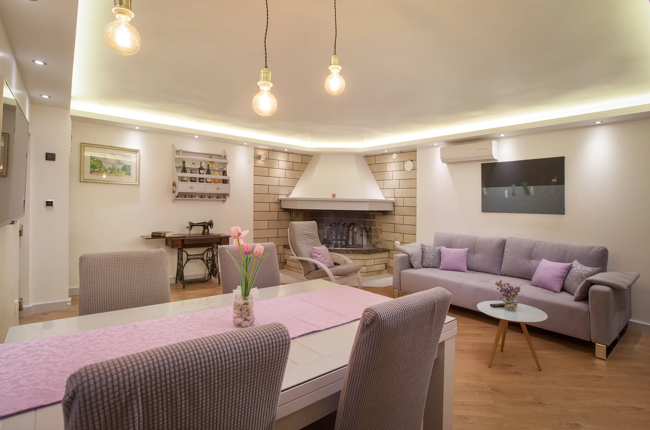Open-plan living room at Villa Dalmatia